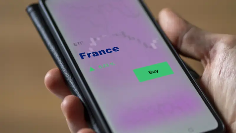 An investor's analyzing the France etf fund on screen.