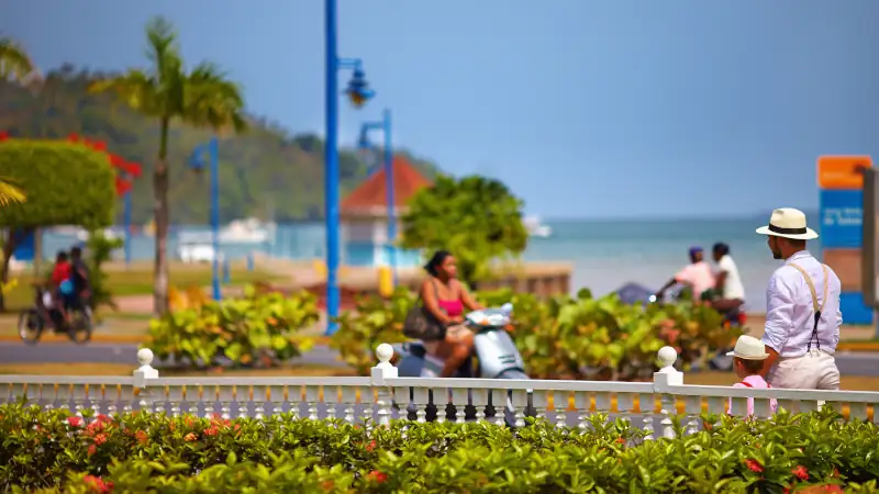 casual caribbean street life of Santa Barbara de Samana, Dominican Republic