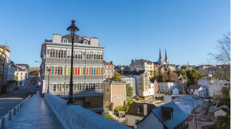 Historical center of Pau with its colorful buildings, France