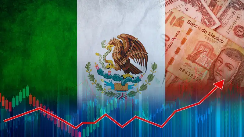 Mexico economy growth on financial graph. Financial graph of Mexican economic recovery