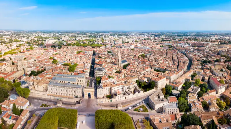 Montpellier aerial panoramic view, France