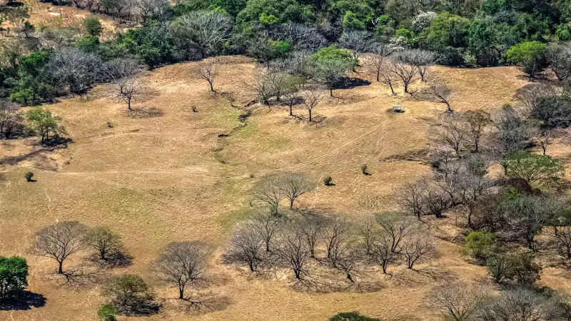 Dry season and drought over the fields, a well gives some hope, Guanacaste, Costa rica