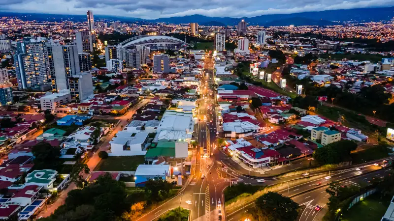 San Jose Costa Rica At Night with lots of lights