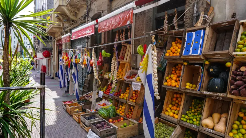 Fresh Fruit Stand on the Streets of Montevideo, Uruguay