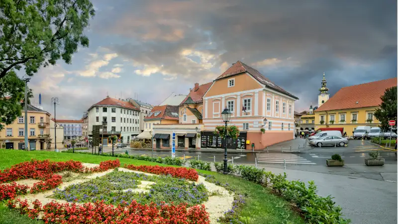 View of scenic street in historic district of old town. Zagreb, Croatia