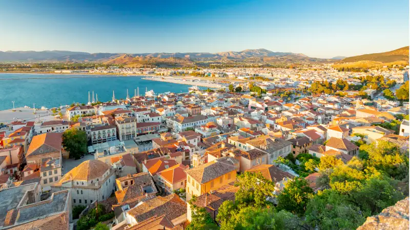 Nafplio, Greece. View over the city from Palamidi Fortress