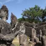 Stone statues in the Xieng Khuan Temple in Laos