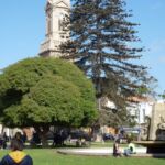 A church overlooks the plaza in La Serena, Chile.