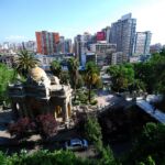 A mix of old and new architecture in Santiago, Chile.