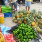 Fresh peppers and pineapples in a Belize Market