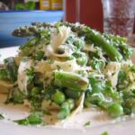 A plate of pasta primavera.