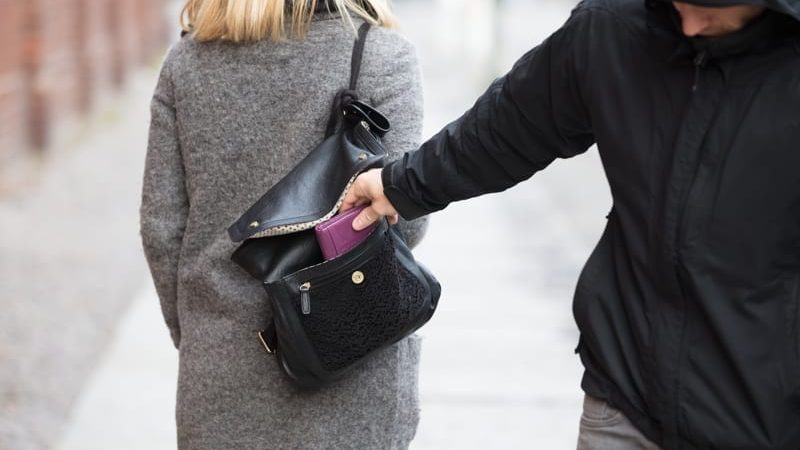 Close-up Of A Person Stealing Purse From Handbag